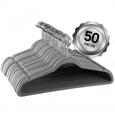 Elama Home 50 Piece Flocked Velvet Clothes Hangers with Stainless Steel Swivel H