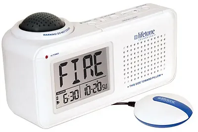 Lifetone HLAC151 Bedside Vibrating Fire Alarm and Clock