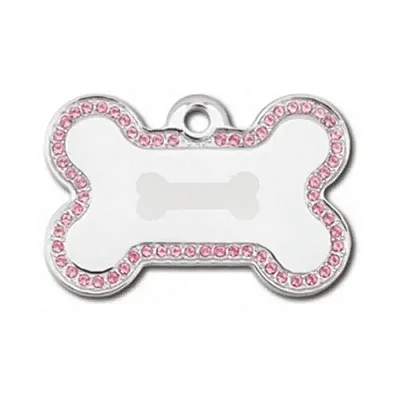 Hillman Group Swarovski Crystal Bone ID Tag - Pink