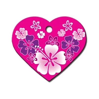 Hillman Group Pink Hawaiian Print Large Heart ID Tag