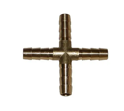HELIX RACING 533460 Brass Barb Cross 4-Way 1/4&#039;(6.5Mm)