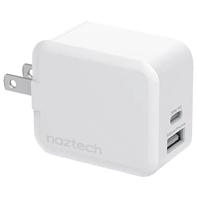 Naztech 15387 30-Watt Power Delivery Dual-Output Usb-C Fast Wall Charger