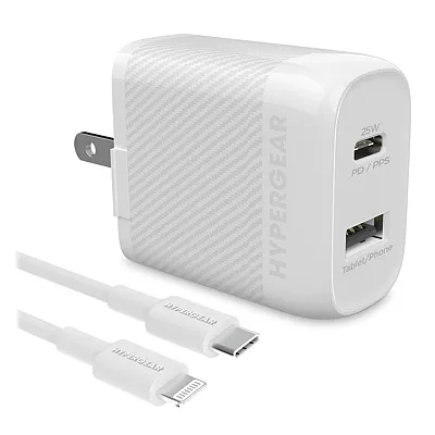 Hypergear 15627 Speedboost 25-Watt Pd Dual-Output Lightning Wall Charger Kit