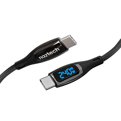 Naztech 16104 Digiwatt Usb-C To Usb-C Digital Led Cable, Black (6 Ft.)