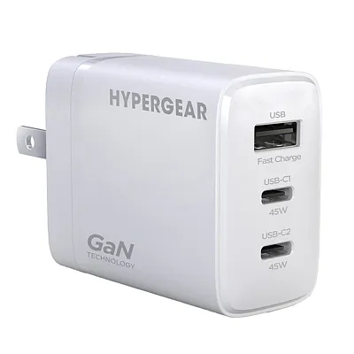 Hypergear 16239 45-Watt Tri-Port Speedboost Usb-C Pd Gan Wall Charger With 6-Ft.