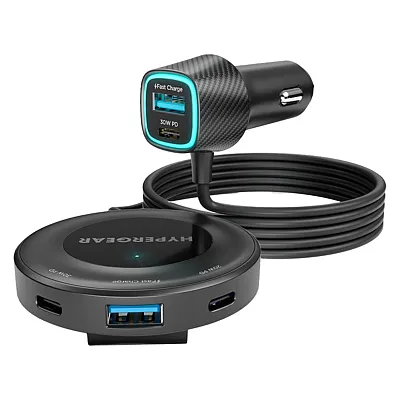 Hypergear 16352 Road Runner 98-Watt 5-Port Front And Backseat Car Charger With D