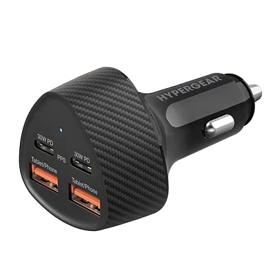 Hypergear 16445 77-Watt Speedboost Quad-Port Car Charger With Dual 30-Watt Usb-C