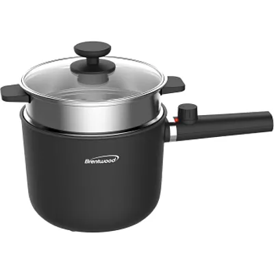 Brentwood 1.5 Liter Multi-Function Electric Hot Pot Cooker in Black with Ceramic