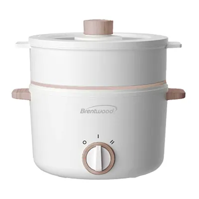 Brentwood 3 Liter Multi-Function Electric Hot Pot Cooker in White