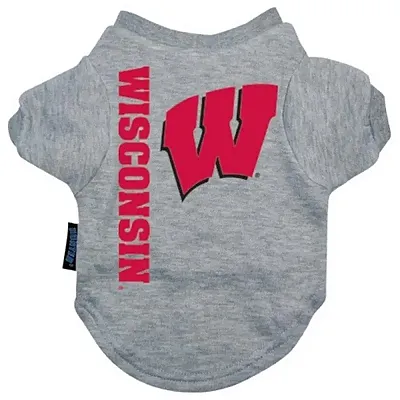 Hunter Wisconsin Badgers Heather Grey Pet T-Shirt - Medium