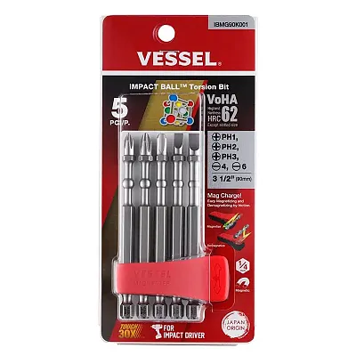 Vessel Impact Ball Torsion Bit Assortx90 5Pc. (Mch)