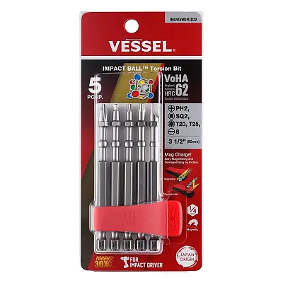 Vessel Impact Ball Torsion Bit Assortx90 5Pc. (Mch)