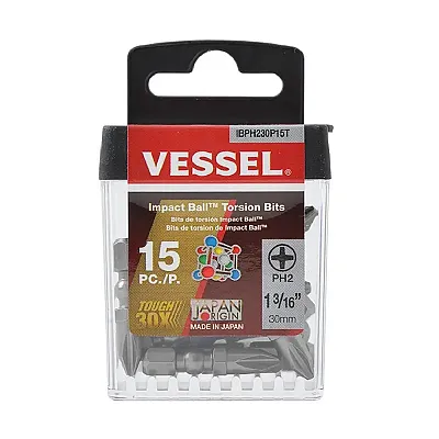 Vessel Impact Ball Torsion Bit Ph2X30 15Pc. (Case)