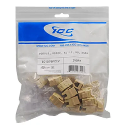 ICC IC1076FCIV Module, Voice, Rj-11, Hd, 25Pk, Iv