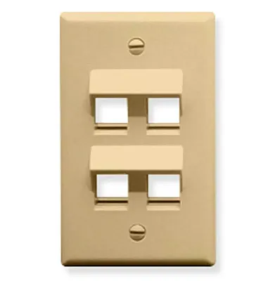 ICC IC107DA4IV-TD Faceplate, Angled, 1-Gang, 4-Port, Ivory