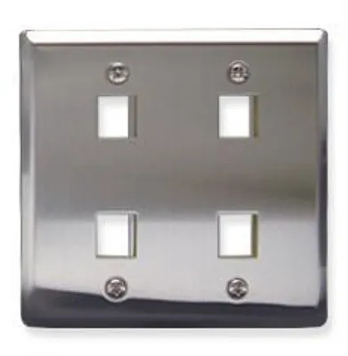 ICC IC107DF4SS Faceplate, Stainless Steel,2-Gang,4-Port