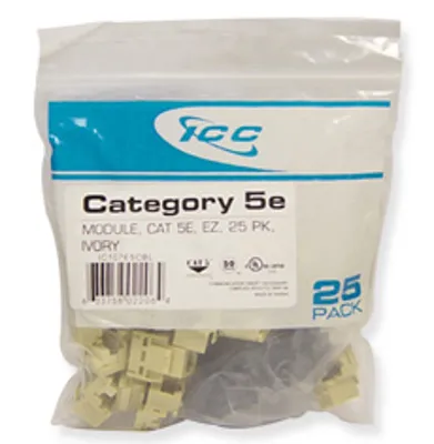 ICC IC107E5CIV Module, Cat 5E, Ez, 25 Pk, Ivory