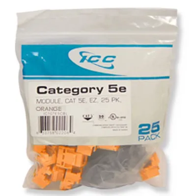 ICC IC107E5COR Module, Cat 5E, Ez, 25 Pk, Orange