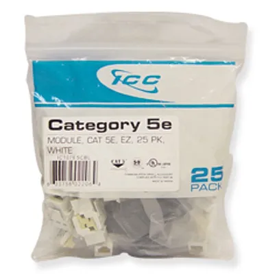 ICC IC107E5CWH Module, Cat 5E, Ez, 25 Pk, White
