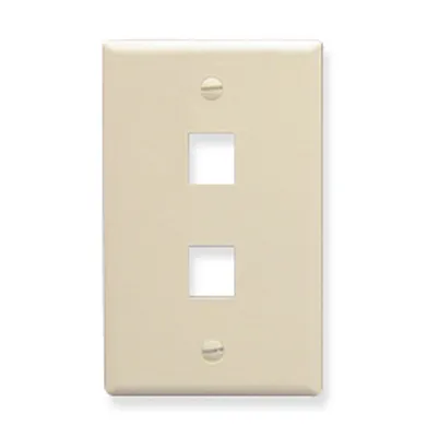 ICC IC107F02AL Faceplate, Flat, 1-Gang, 2-Port, Almond