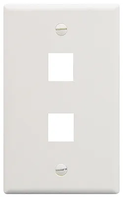 ICC IC107F02WH Faceplate, Flat, 1-Gang, 2-Port, White