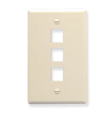 ICC IC107F03AL Faceplate, Flat, 1-Gang, 3-Port, Almond