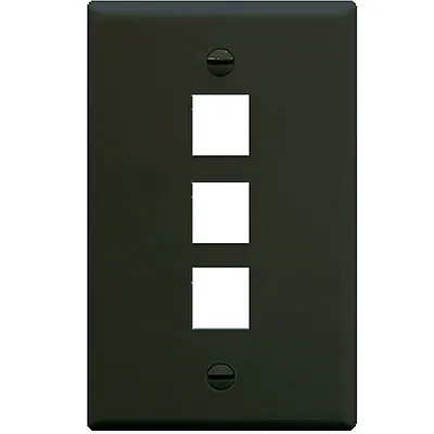 ICC IC107F03BK Faceplate, Flat, 1-Gang, 3-Port, Black