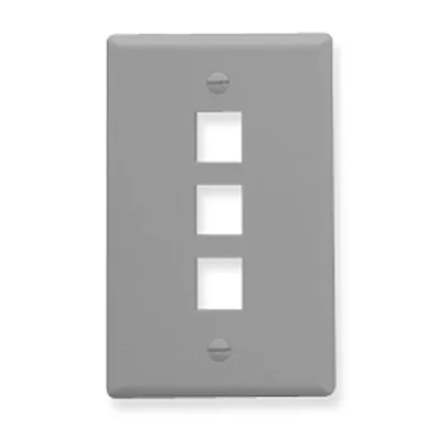 ICC IC107F03GY Faceplate, Flat, 1-Gang, 3-Port, Gray