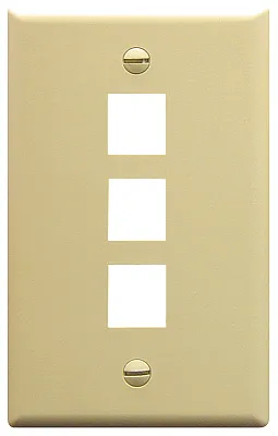 ICC IC107F03IV Faceplate, Flat, 1-Gang, 3-Port, Ivory