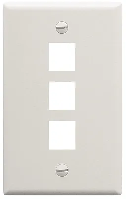 ICC IC107F03WH Faceplate, Flat, 1-Gang, 3-Port, White
