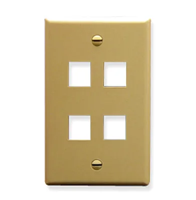 ICC IC107F04IV Faceplate, Flat, 1-Gang, 4-Port, Ivory