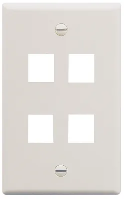 ICC IC107F04WH Faceplate, Flat, 1-Gang, 4-Port, White