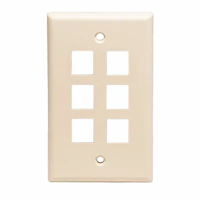 ICC IC107F06AL Faceplate, Flat, 1-Gang, 6-Port, Almond