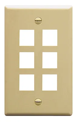 ICC IC107F06IV Faceplate, Flat, 1-Gang, 6-Port, Ivory