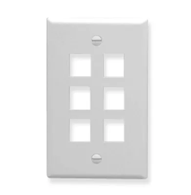 ICC IC107F06WH Faceplate, Flat, 1-Gang, 6-Port, White