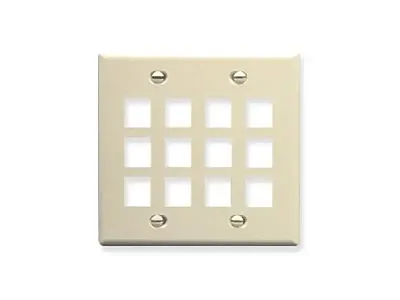 ICC IC107F12AL Faceplate, Flat, 2-Gang, 12-Port, Almond
