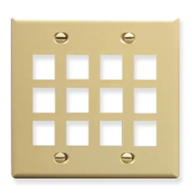 ICC IC107F12IV Faceplate, Flat, 2-Gang, 12-Port, Ivory