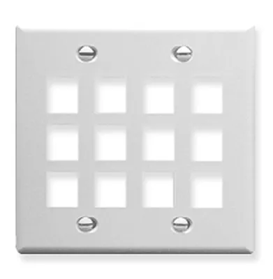 ICC IC107F12WH Faceplate, Flat, 2-Gang, 12-Port, White