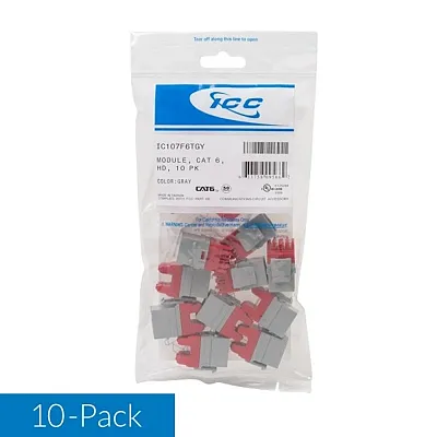 ICC IC107F6TGY Module, Cat6, Hd, 10Pk, Gy