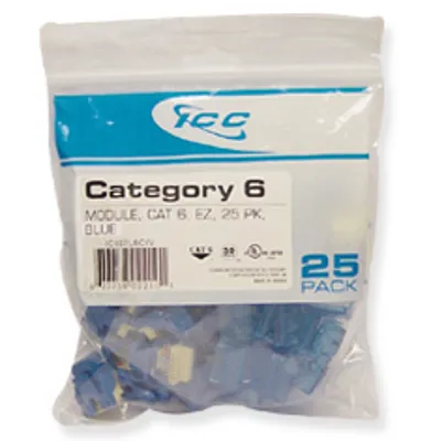 ICC IC107L6CBL Module, Cat 6, Ez, 25 Pk, Blue