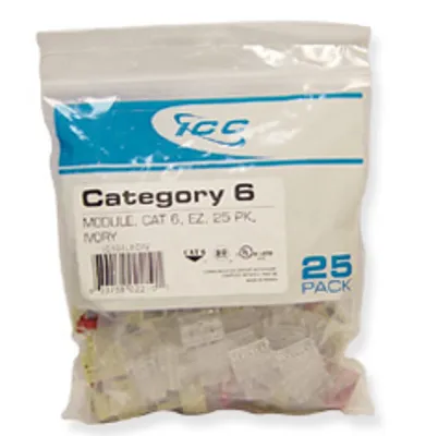 ICC IC107L6CIV Module, Cat 6, Ez, 25 Pk, Ivory