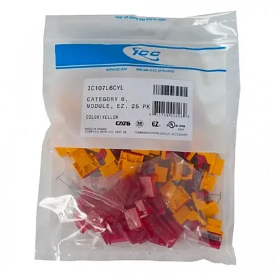 ICC IC107L6CYL Module, Cat 6, Ez, 25 Pk, Yellow