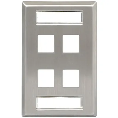 ICC IC107S04SS Faceplate, Id, Stainless, 1-Gang, 4-Port