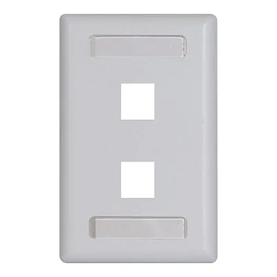 ICC IC107S2TWH Faceplate, Id, 1-Gang, 2-Port, 10Pk, Wh