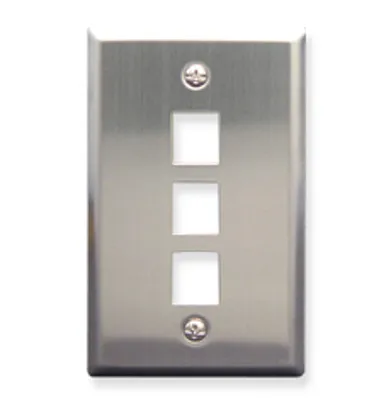 ICC IC107SF3SS Faceplate, Stainless Steel,1-Gang,3-Port
