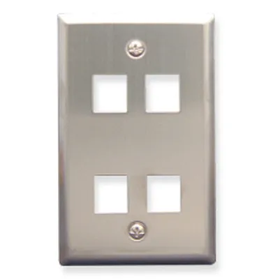 ICC IC107SF4SS Faceplate, Stainless Steel,1-Gang,4-Port