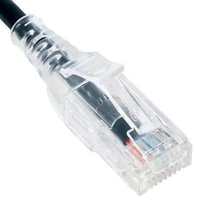 ICC ICPCSH03BK Patch Cord, Cat 6 Slim Clear Sr 3Ft Bk