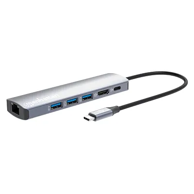 Manhattan 153959 Usb-C Pd 6-In-1 4K Docking Station/Multiport Hub