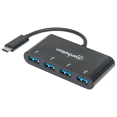 Manhattan 162746 4-Port Usb 3.0 Type-C Hub With Usb-C Male Connector, 4 Usb-A Fe