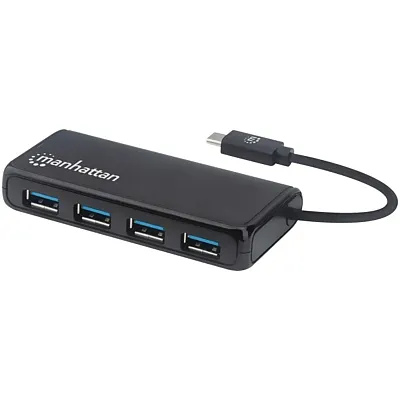 Manhattan 164924 4-Port Usb 3.2 Gen 1 Hub With Usb-C-Male To 4 Usb-A Females
